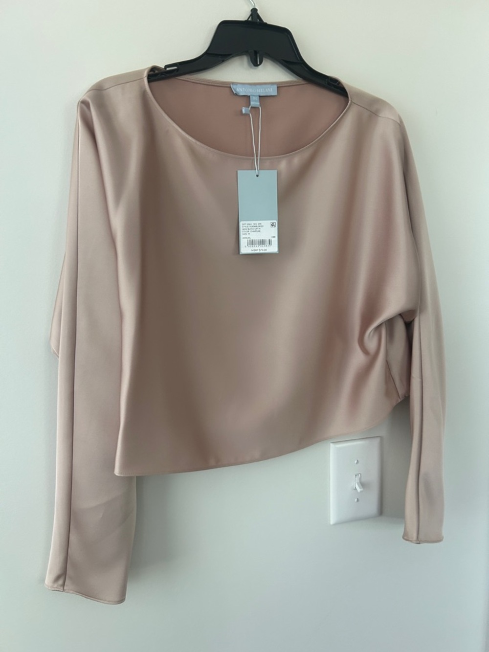 Antonio Melani Dusty Champagne color Long-Sleeve Crop Top And Skirt